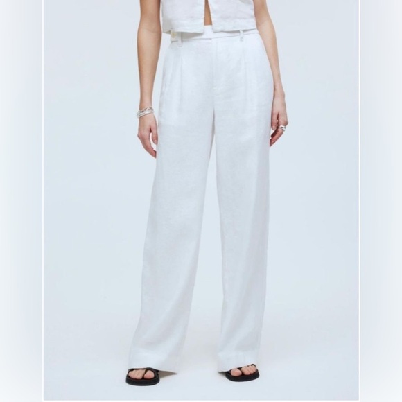 Madewell Pants - Madewell The Harlow Wide Leg 100% Linen Eyelet White Size 0